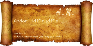 Andor Mátyás névjegykártya