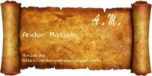 Andor Mátyás névjegykártya